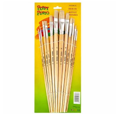 набір пензликів Peppy Pinto 12шт. щетина плоскі  АВ-12   (12/60)