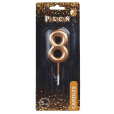 свічка для торту Pelican 5см. золото цифра "8"  865018  (12)