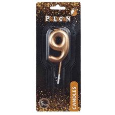 свічка для торту Pelican 5см. золото цифра "9"  865019  (12)