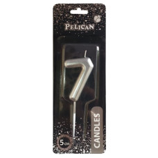свічка для торту Pelican 5см. срібло цифра "7"  865027  (12)
