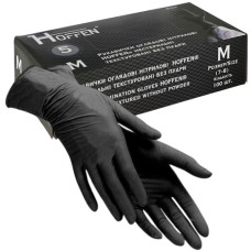 рукавиці медичні нітрилові Hoffen black, 5,0гр.  M  (50/500)