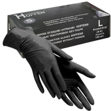 рукавиці медичні нітрилові Hoffen black, 5,0гр.  L  (50/500)