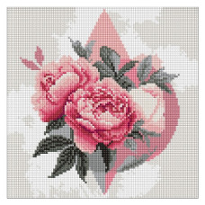 алмазна мозаїка Ідейка 30х30см. "Геометричні фігури з півоніями"  АМО8230