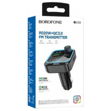 автомобільний зарядний пристрій Borofone Highway PD20W+QC3.0 з FM-модулятором  BC53