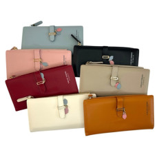 гаманець жіночий PU 19,3х9,5см. зі стрічкою-кнопкою  1163-2  (120)