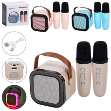 колонка 9х9х7см. акум. 5W, Bluetooth, світло,TFслот,USB-зар., 2 мікрофони в кор. 16х15х8см. К12 (12)
