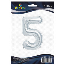 кулька-цифра фольгована Pelican 100см. срібло "5"  831025  (5/50/500)