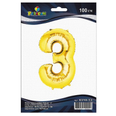 кулька-цифра фольгована Pelican 100см. золото "3"  831013  (5/50/500)