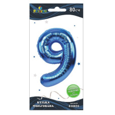 кулька-цифра фольгована Pelican  80см. синя "9"  830859  (5/20)