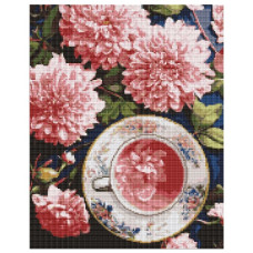 алмазна мозаїка Ідейка 40х50см. "Рожеві жоржини"  АМО7948