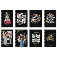 блокнот А6 80арк. на спіралі, ПК, тиснення, білий блок, кліт. "Student"  A6-SC-080-6087К  (144)