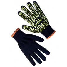 рукавиці Seven трикотажні чорні з жовтою ПВХ крапкою  75611/69606  (10/200)