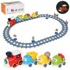 залізниця локомотив, звук, пара, світло, 3 вагони, дор. знаки, на бат. в кор. 26х12х15см. YE-301 (8)