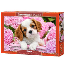 пазли Castorland  500 ел.  "Щеня в рожевих квітках"   В-52233  (20)