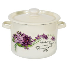 каструля емальована циліндрична 4,5л. Віола з полими ручками  1615/2