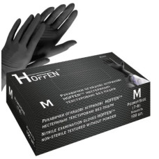 рукавиці медичні нітрилові Hoffen black, 3,3гр.  M  (50/500)