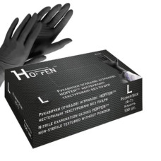 рукавиці медичні нітрилові Hoffen black, 3,3гр.  L  (50/500)