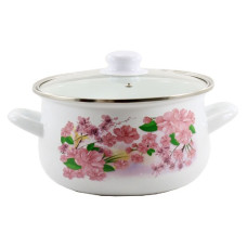 каструля емальована зі скляною кришкою Сакура 3,0л. d-20см.  5W