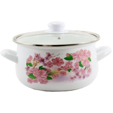 каструля емальована зі скляною кришкою Сакура 5,0л. d-24см.  5W
