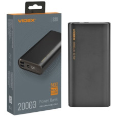 акумулятор Power Bank Videx 20000mAh, 22,5W, чорний  VPB-320-B