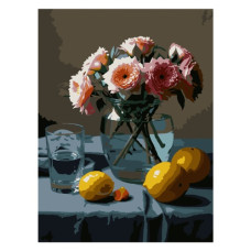 картина за номер. Strateg 30х40см. "Квіти й лимони"  SS-1316