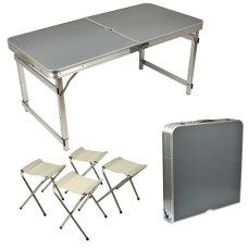 стіл-валіза зміцнений 120х60х70см. (МДФ, алюм. каркас) + 4 стільці  МН-5363-2  (1)
