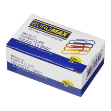 скріпки Buromax  28мм. 100шт. кольорові овальні  ВМ.5015  (10/500)