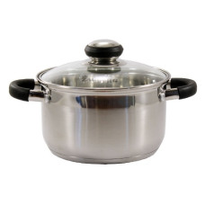 каструля нерж. сферична 2,6л. зі скляною кришкою BLACK  ZB-2.6 CB