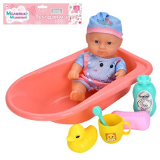 пупс 21см., ванна 28см., качка, чашка, аксесуари, в кул. 27х39х7см.  83880-2  (36)