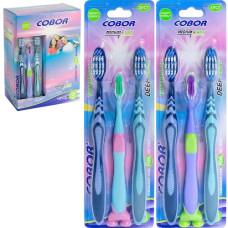 набір зубних щіток "Cobor" 3шт. на бліст. medium + soft (2 дорослі + 1 дитяча)  Е520/124494  (288)