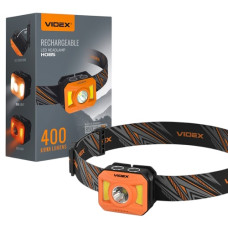 ліхтарик налобний Videx 400Lm 5000K з червоним світлом  VLF-H085-OR