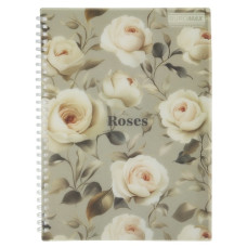 зошит на спіралі Buromax Arabeski В5/80арк. пласт. обкл., клітинка, світло-сірий  ВМ.2586-20 (1/36)