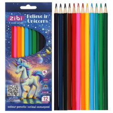 олівці кольор. Zibi Kids Line Unicorn 12кол., тригранні, карт. уп., заточ.  ZB.2454  (24/240)