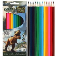 олівці кольор. Zibi Kids Line Dino 12кол., тригранні, карт. уп., заточ.  ZB.2455  (24/240)