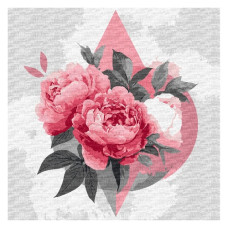 картина за номер. Ідейка 30х30см. "Геометричні фігури з півоніями"  КНО3315