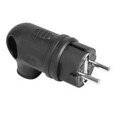 вилка Titanum Standard із заземленням, IP44, кутова, з ручкою, 16А, чорна  TF-PL216IP-B