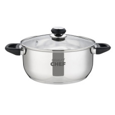 каструля Bravo Chef L`Appetit нержав. зі скляною кришкою 22см. 3,8л. з бакелітов. ручками ВС-2003-22