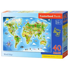 пазли Castorland   40 ел. Maxi  "Карта світу"   B-040117  (24)