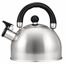 чайник нержав. зі свистком 3,0л., нержав. кришка, чорна ручка  ZB 002/3