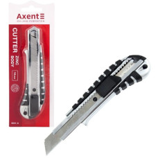 ніж канц. Axent 18мм., металевий, гум. вставки, авто-фіксатор  6901-А  (12/96)