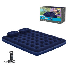 велюр. матрац Bestway 203х153х22см. з двома подушками та ручним насосом   67374  (3)