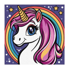 картина за номер. Ідейка 25х25см. дитяча "Райдужна єдиноріжка"  КНО6293
