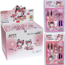 набір перових капсульних ручок "пиши-стирай" (2 ручки + 2 запасні капсули + гумка)  GB-5318 (20/180)