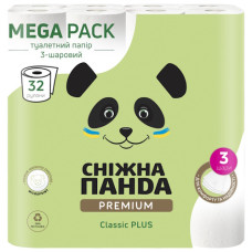 папір туалетний Сніжна панда Premium Classic Plus тришаровий 32шт./уп., ціна за упаковку!!!  (2)