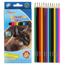 олівці кольор. Барвінок Фауна 12кол. карт. уп. заточ.  5-202/1  (12/240)