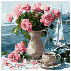 картина за номер. Ідейка 40х40см. "Ранкові троянди"  КНО5741