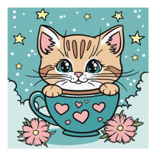 картина за номер. Ідейка 25х25см. дитяча "Чудовий котик"  КНО6280