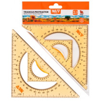 трикутник-транспортир YES Orange Line багатофункціональний 18см.  370739  (24/288)