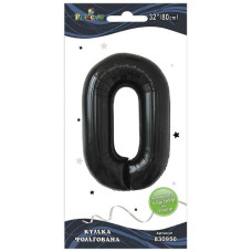 кулька-цифра фольгована Pelican  80см. чорна "0"  830950  (5/50)