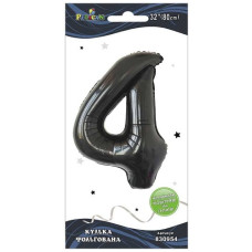 кулька-цифра фольгована Pelican  80см. чорна "4"  830954  (5/50)